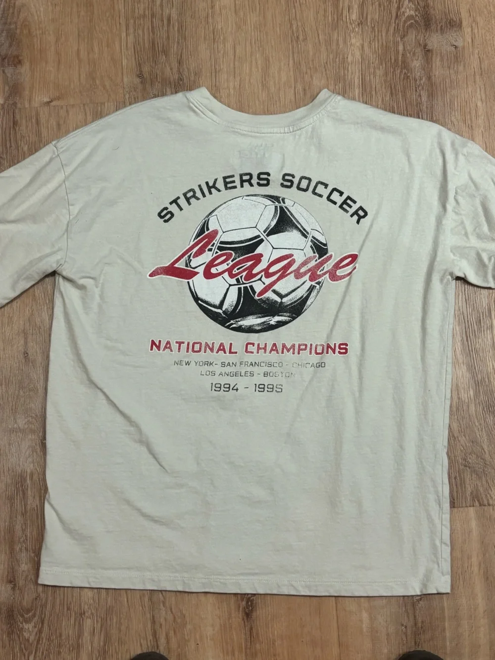 Old Navy Light Beige Soccer Graphic Crewneck Tee